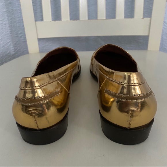 -Kate Spade Metallic Gold Loafers - Picture 6 of 12